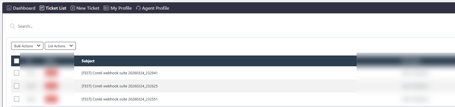 Support workflow test tickets (sanitized)