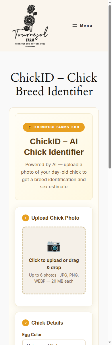 Mobile screenshot of ChickID for Tournesol Farms