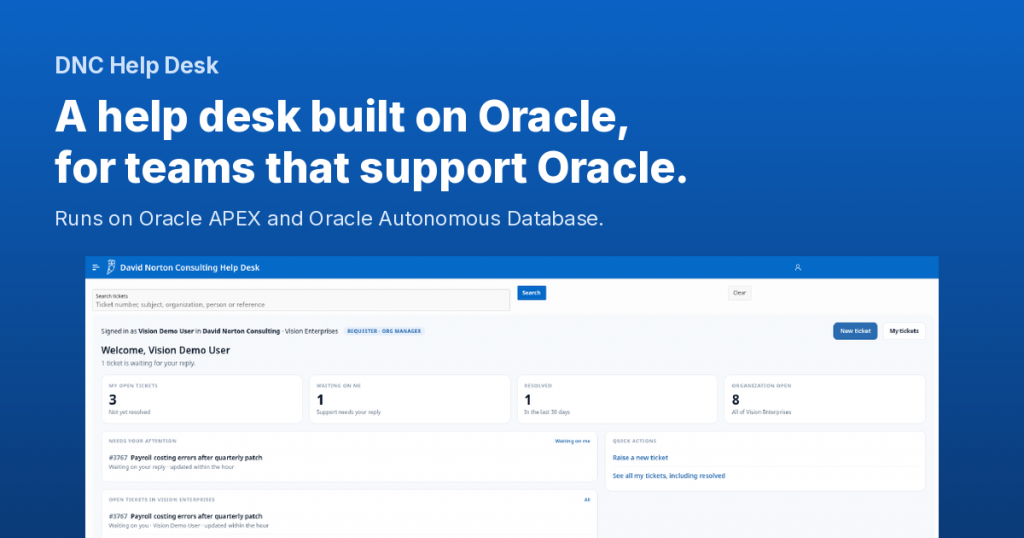 DNC Help Desk: a help desk built on Oracle, for teams that support Oracle
